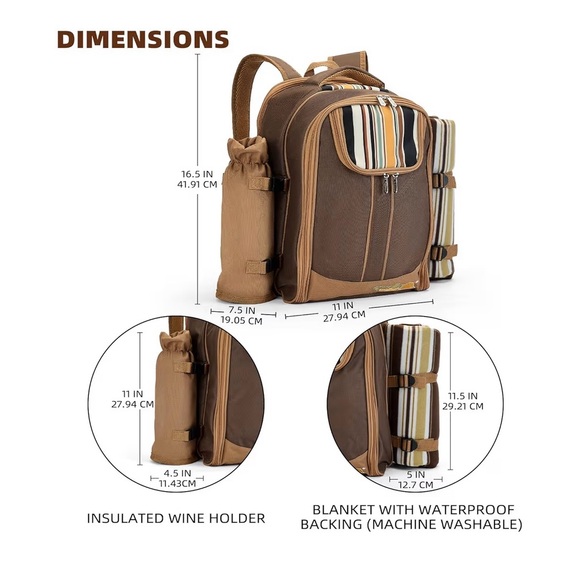 NWT PICNIC BACKPACK FOR 2 - Picture 2 of 4